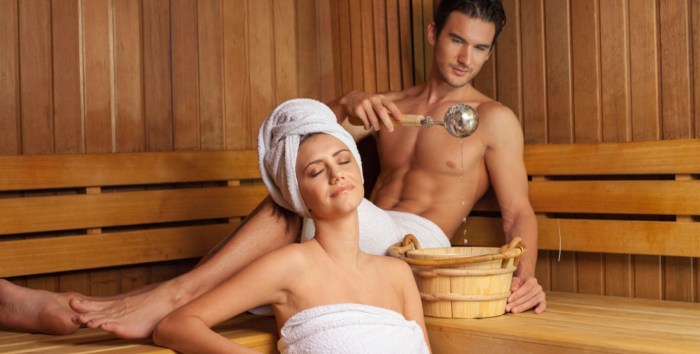 Man and woman in the sauna