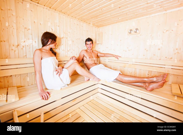 Sauna and young couple