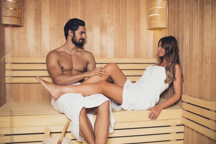 A couple in love in a bathhouse