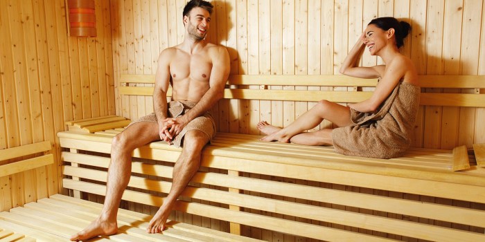 Man and woman in the bathhouse