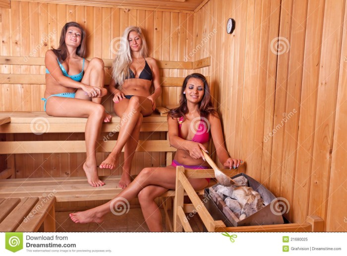 Group of girls in the sauna