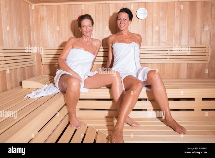 Adult women in the sauna