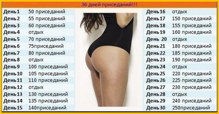 Square squats 30 days table