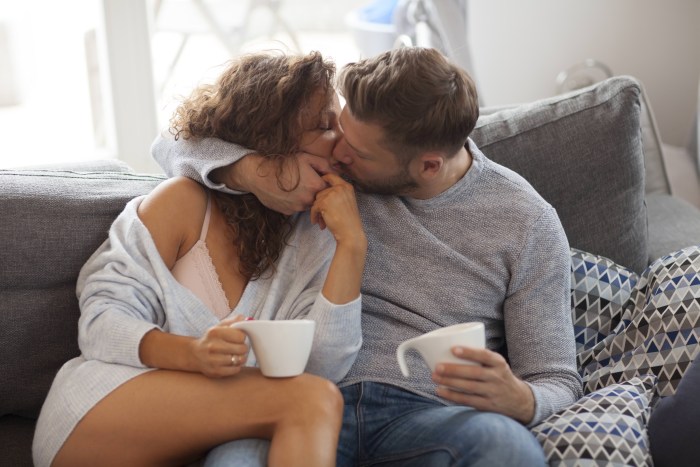 A guy with a girl in the morning