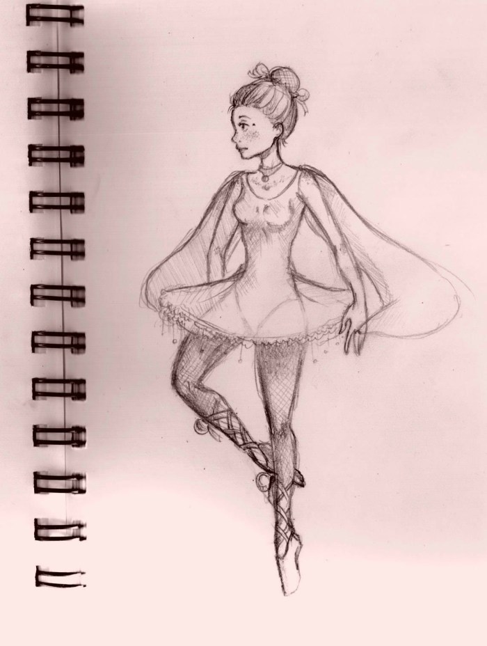 Sketches of girls in a sketchbook with a pencil for beginners
