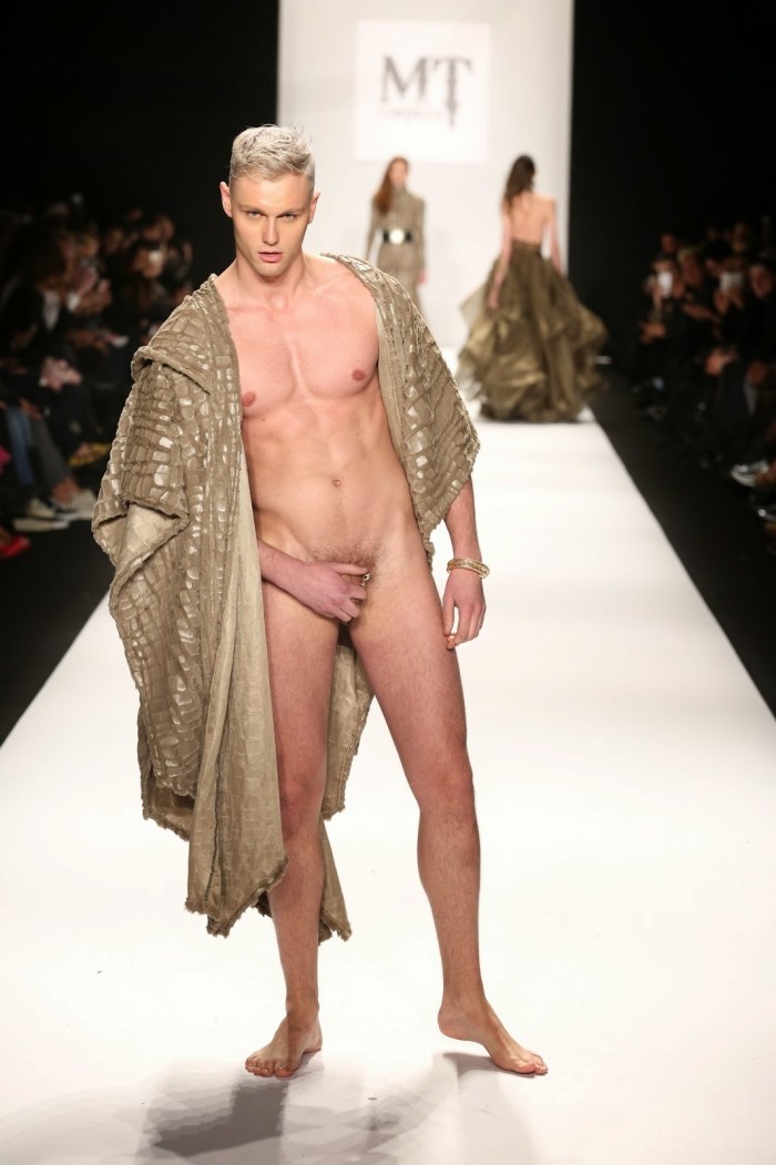 Models on the catwalk without panties