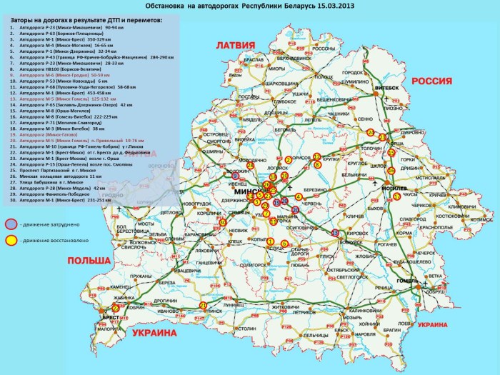 Automobile map of Belarus