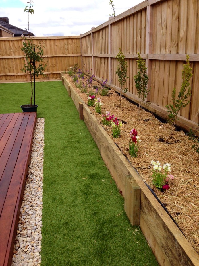 Flower bed along the fence