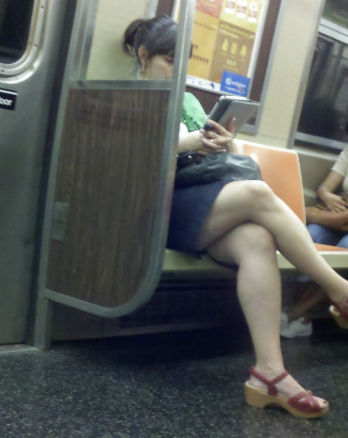 Under a skirt in public transport