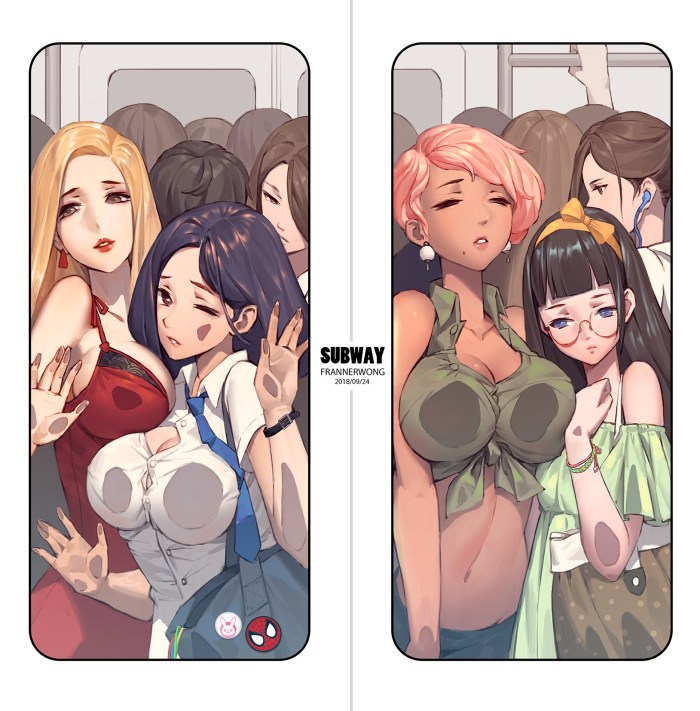 Girls without panties in the subway