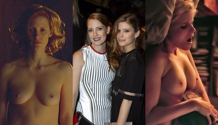 Erotic photos of Jessica Chastain with a bare pussy