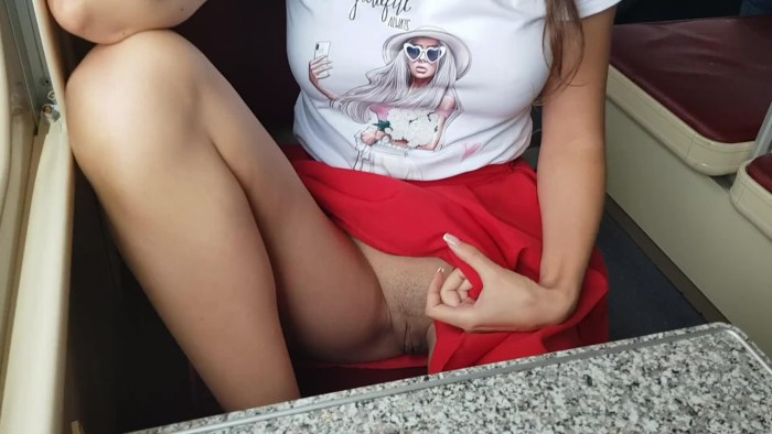 Girls without panties in transport