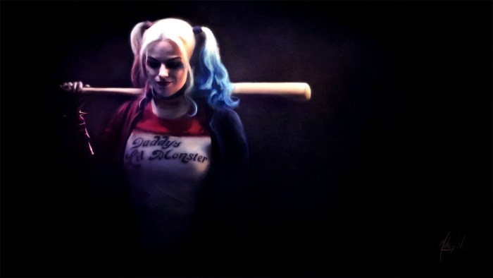 Harley Quinn on a dark background
