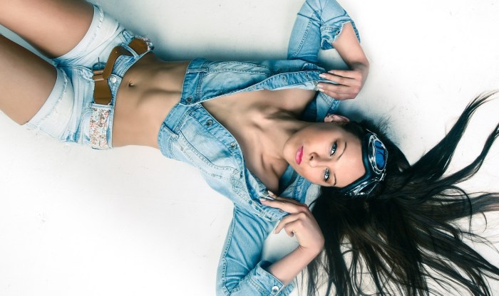 Girl in jeans underwear