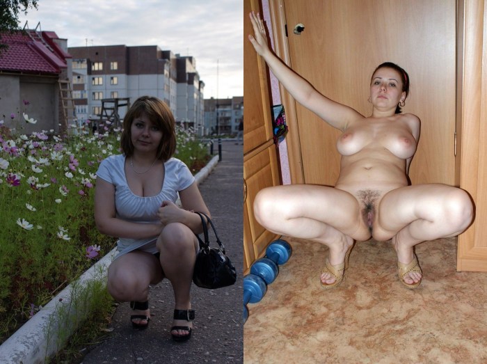 Dressed and stripped naked mothers