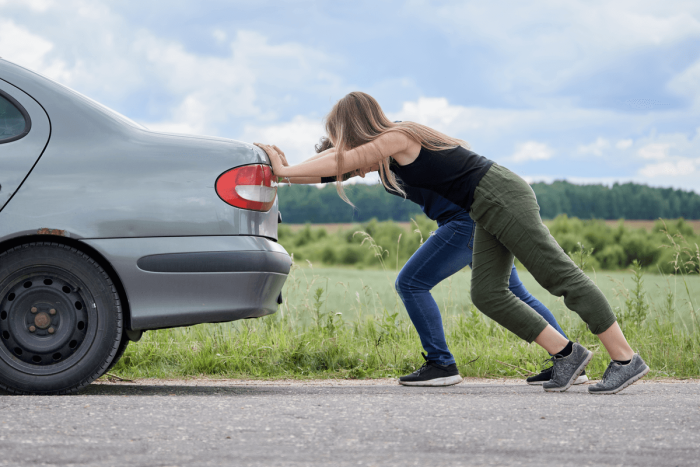 Pushing the car