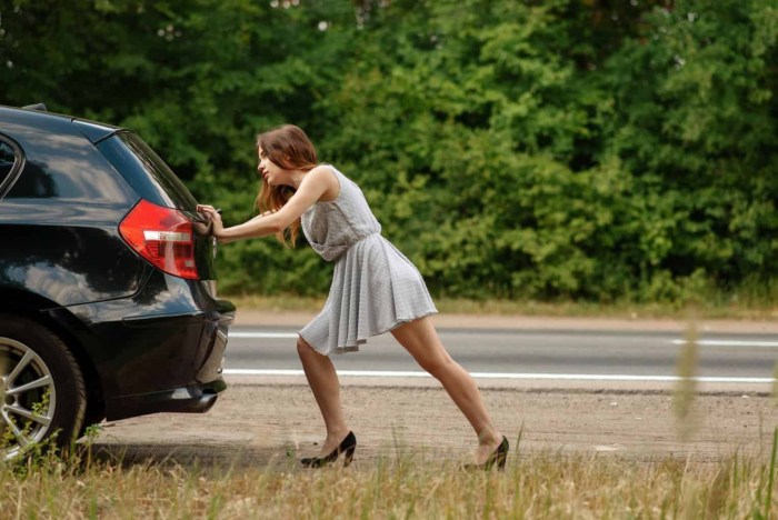 Pushing the car