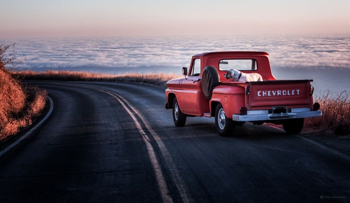 Retro car on the road