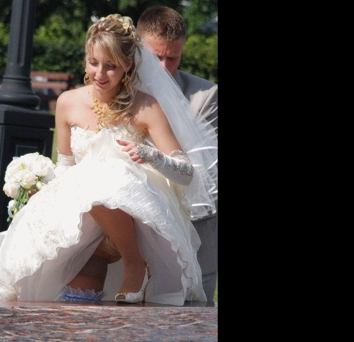 Look under the dress of the bride