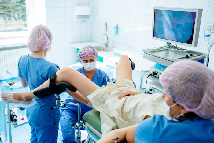 Girl in a gynecological chair