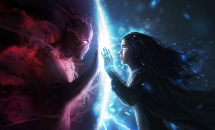 Confrontation between light and darkness