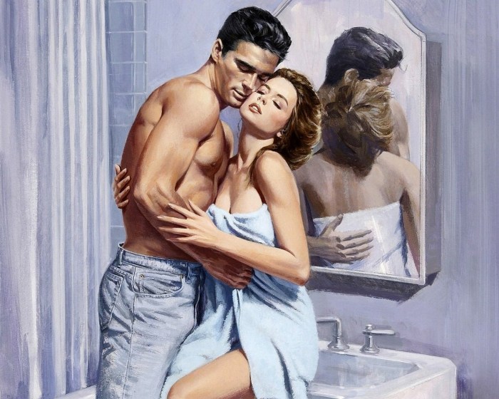 Lovers in the bathroom