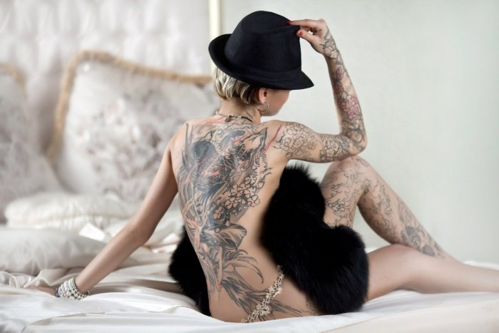 Tattooed backs of beautiful girls