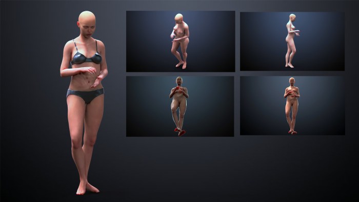 The figure of a woman from different angles