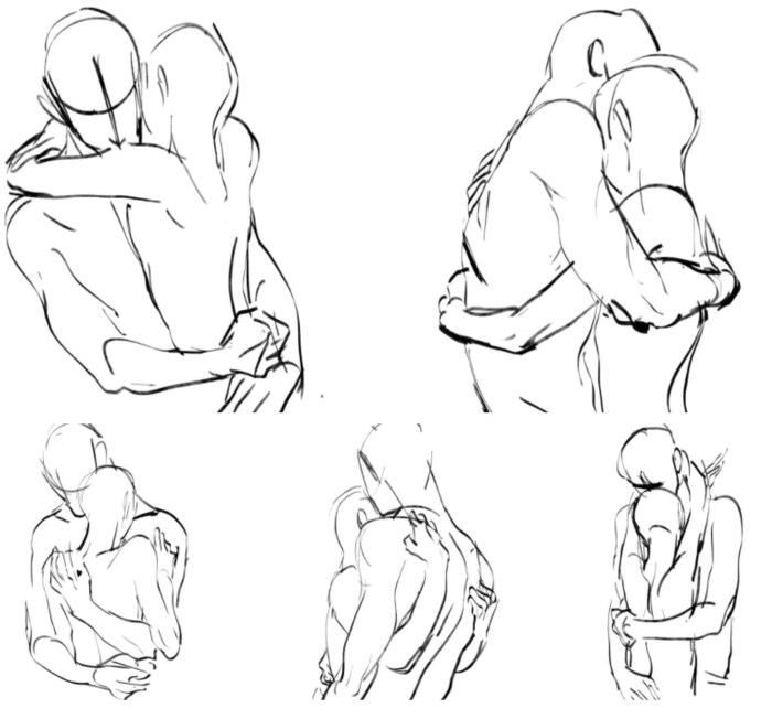 Hugs behind for drawing