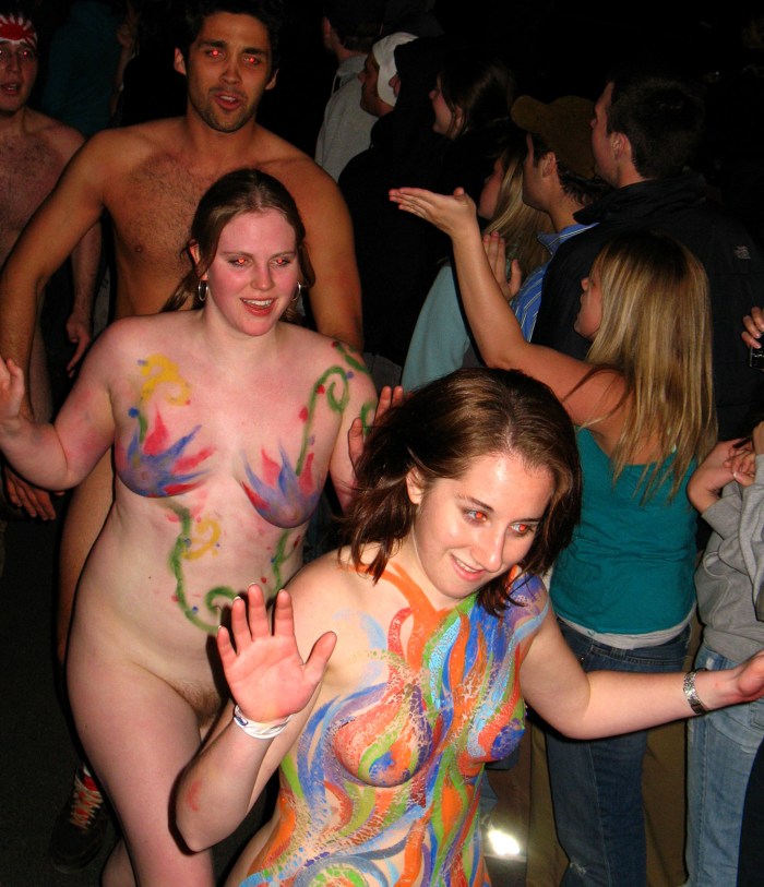 Parties with naked chicks