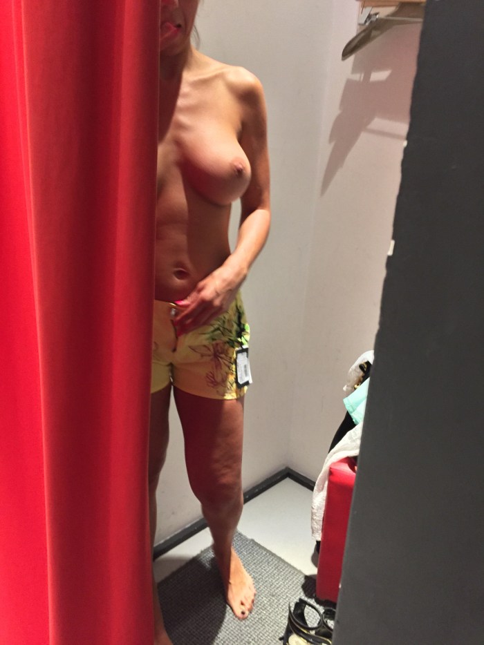 Beautiful breasts in the fitting room