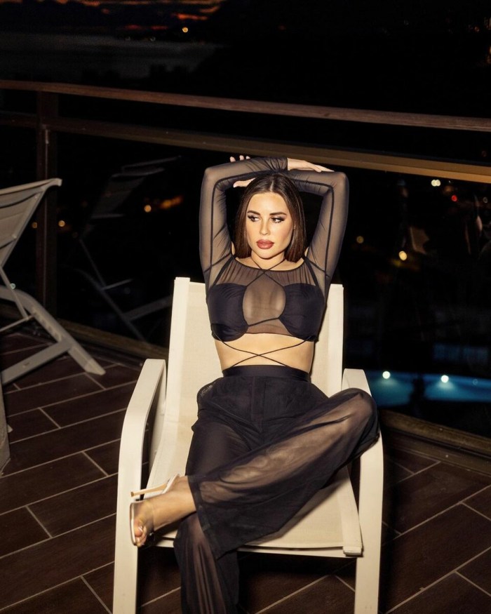 Julia Mikhalkova in a transparent blouse