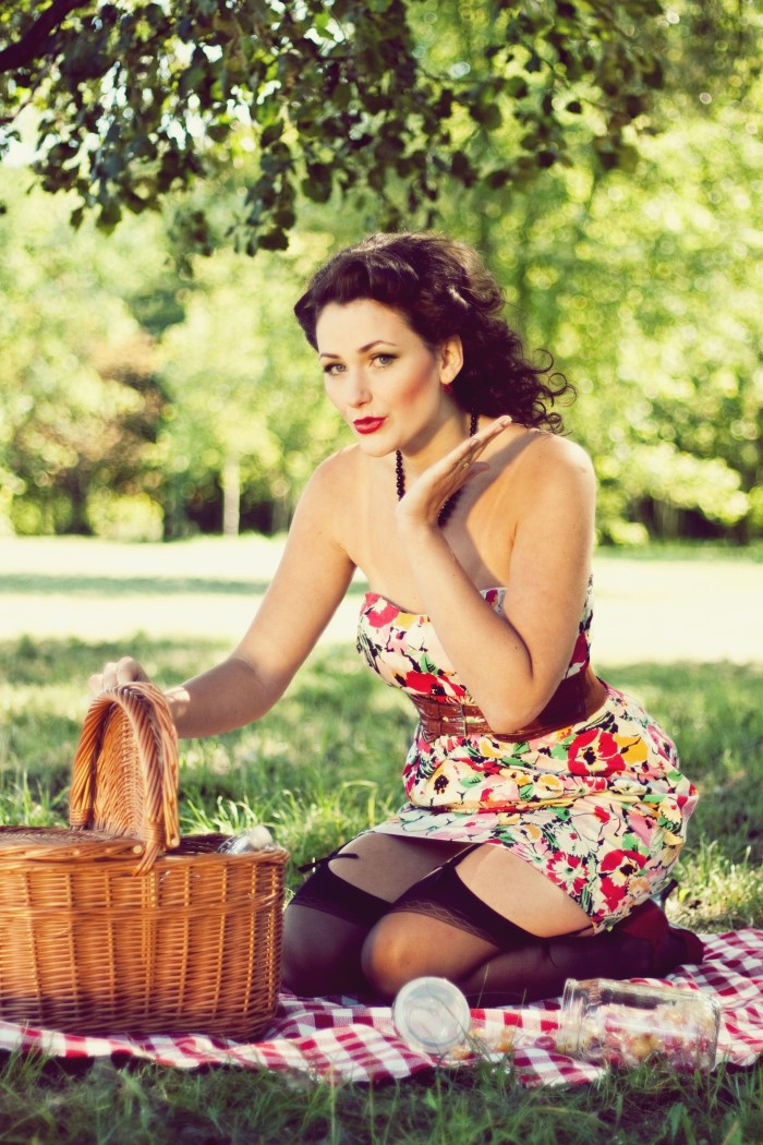 Retro style photo shoot in nature