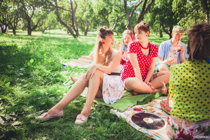 Student picnic in nature