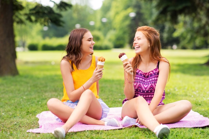 Three girls on a picnic