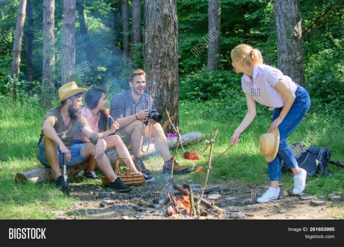 People on a picnic in the forest