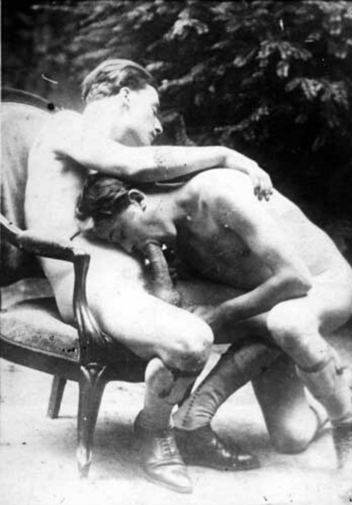An old black and white gay porn