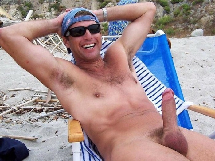 Selfie cut hairy penis on the beach