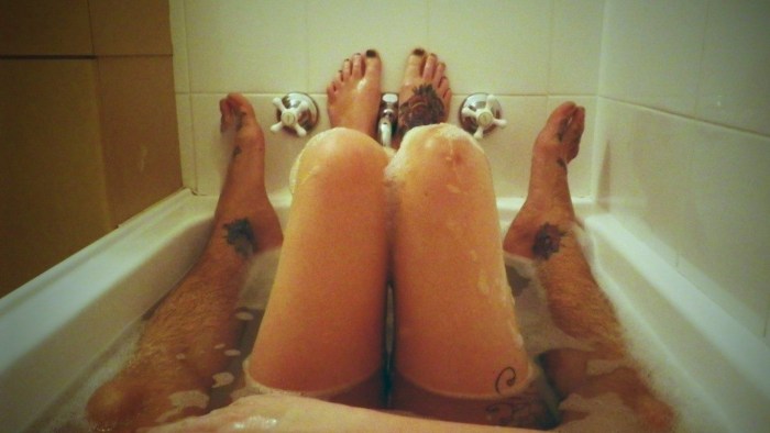Female body in the bathroom