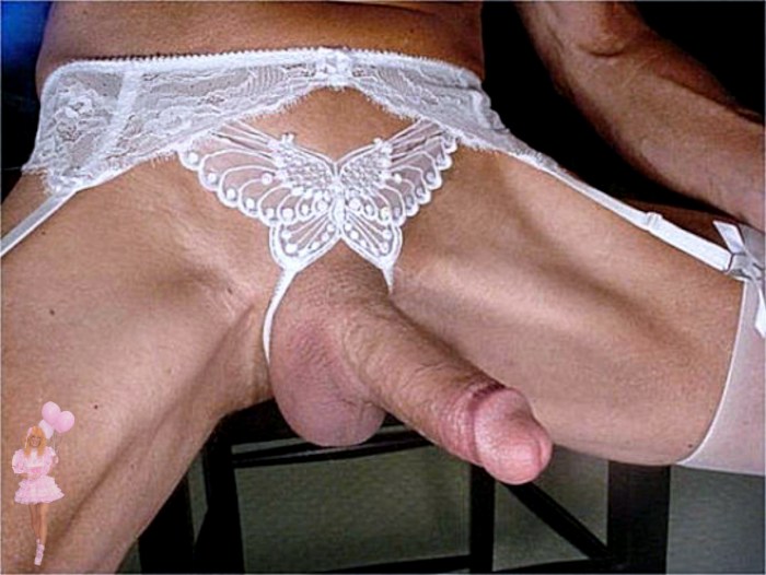 Penis in lace thongs