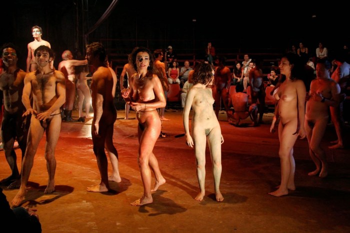 Women Dancing Naked on Stage Open Air Where