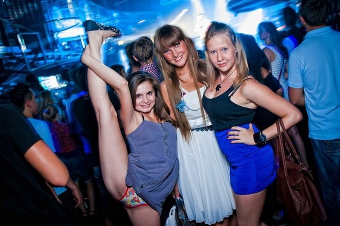 Naked girls in a nightclub