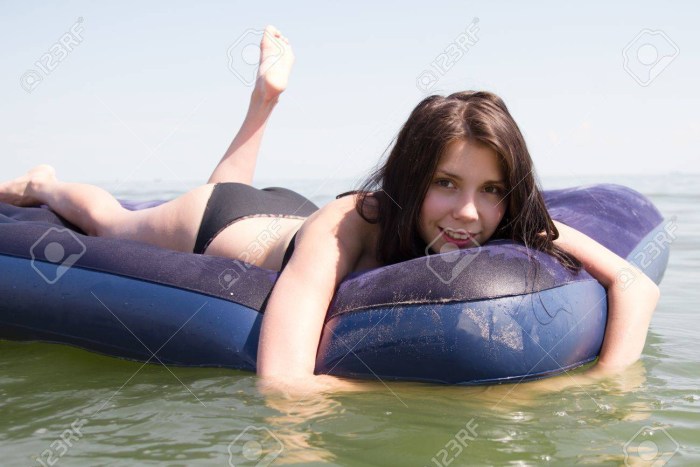 Girl on an inflatable mattress