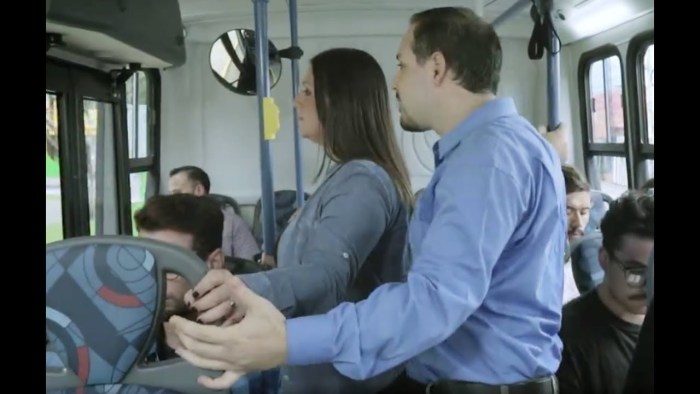 Man and woman on the bus