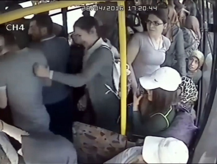 Showed a member of the girl on the bus