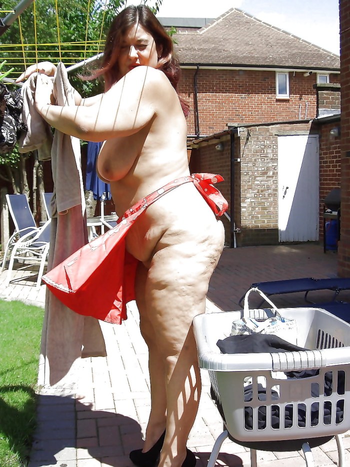 Naked elderly women with cellulite