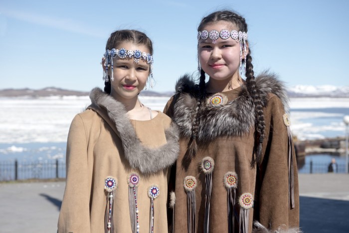 Chukchi girls in a swimsuit