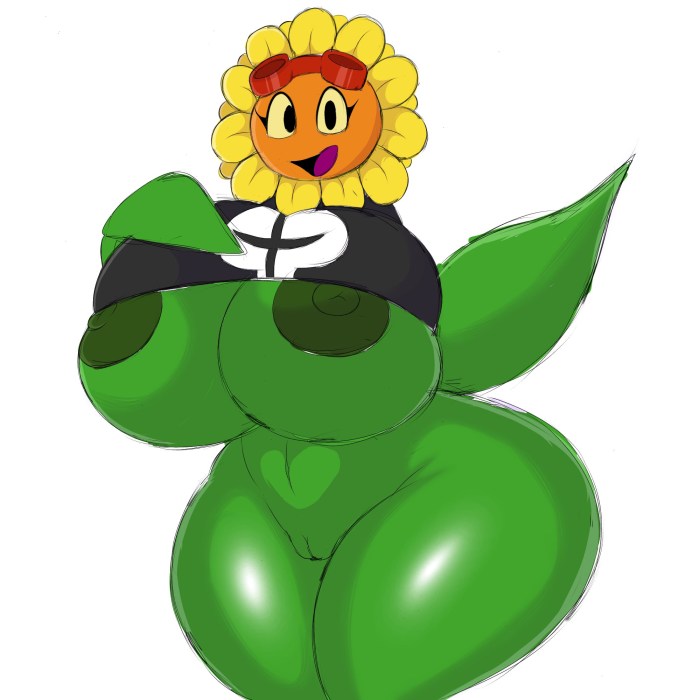 Huge boobs of plants against zombies