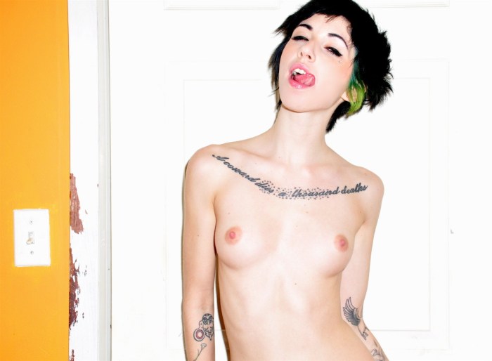 Flat chested naked pussies standing