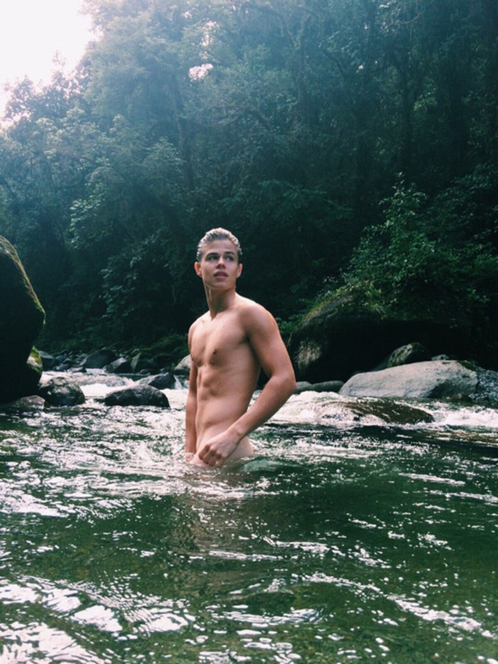 Beautiful men naked in nature